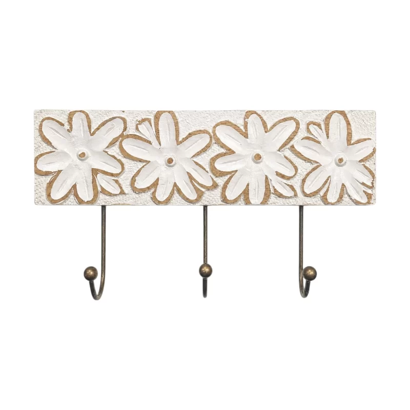 DC100SH Daisy Wooden Carved 3 Hook IMG2