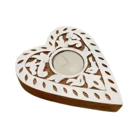 DH019 Wooden Carved Tea Light Heart 1