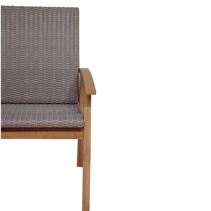 EI-6425-GR-SS Balmoral Outdoor Teak Dining Chair - grey wicker - close edit