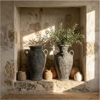 Eros and Malva Black Terracotta Urn 1
