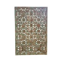 Indian Aqua Carved Timber Wall Panel 180 x 120 IMG1