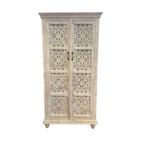 Indian Carved Cabinet White Wash IMG1