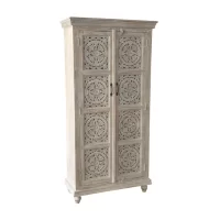Indian Carved Cabinet White Wash IMG9