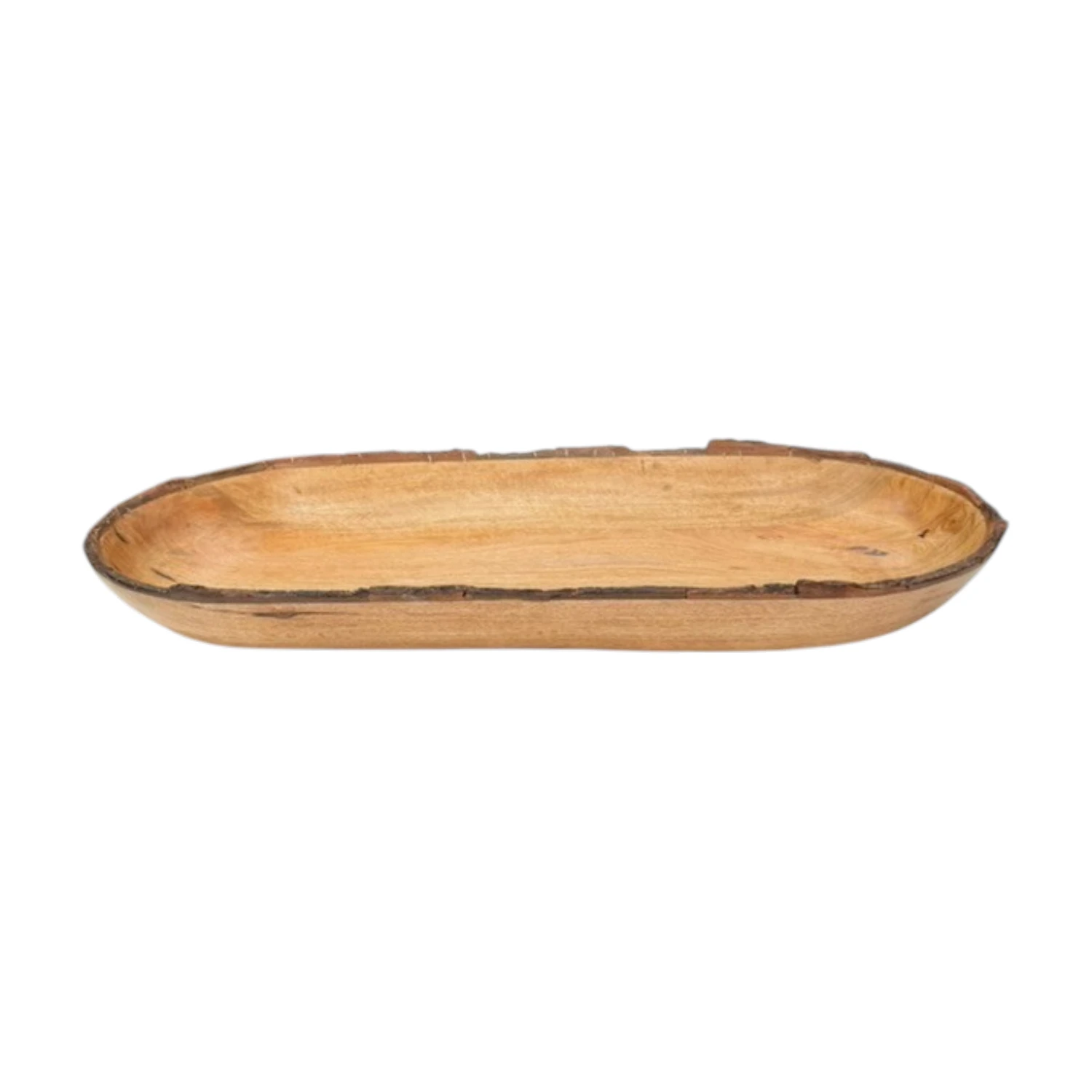Long Wooden Bark Edge Bowl