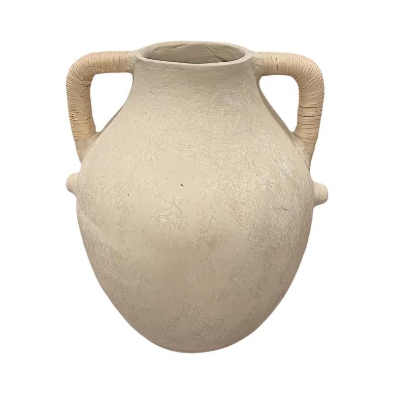 ROMA RATTAN HANDLE PAPER MACHE VASE CC-25A-7382 IMG1