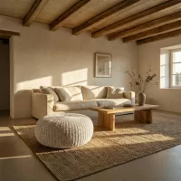 Round Ottoman White