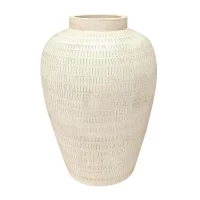 SIERRA TERRACOTTA CARVED WHITE ANTIQUE POT IMG1