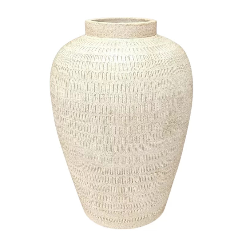 SIERRA TERRACOTTA CARVED WHITE ANTIQUE POT IMG1