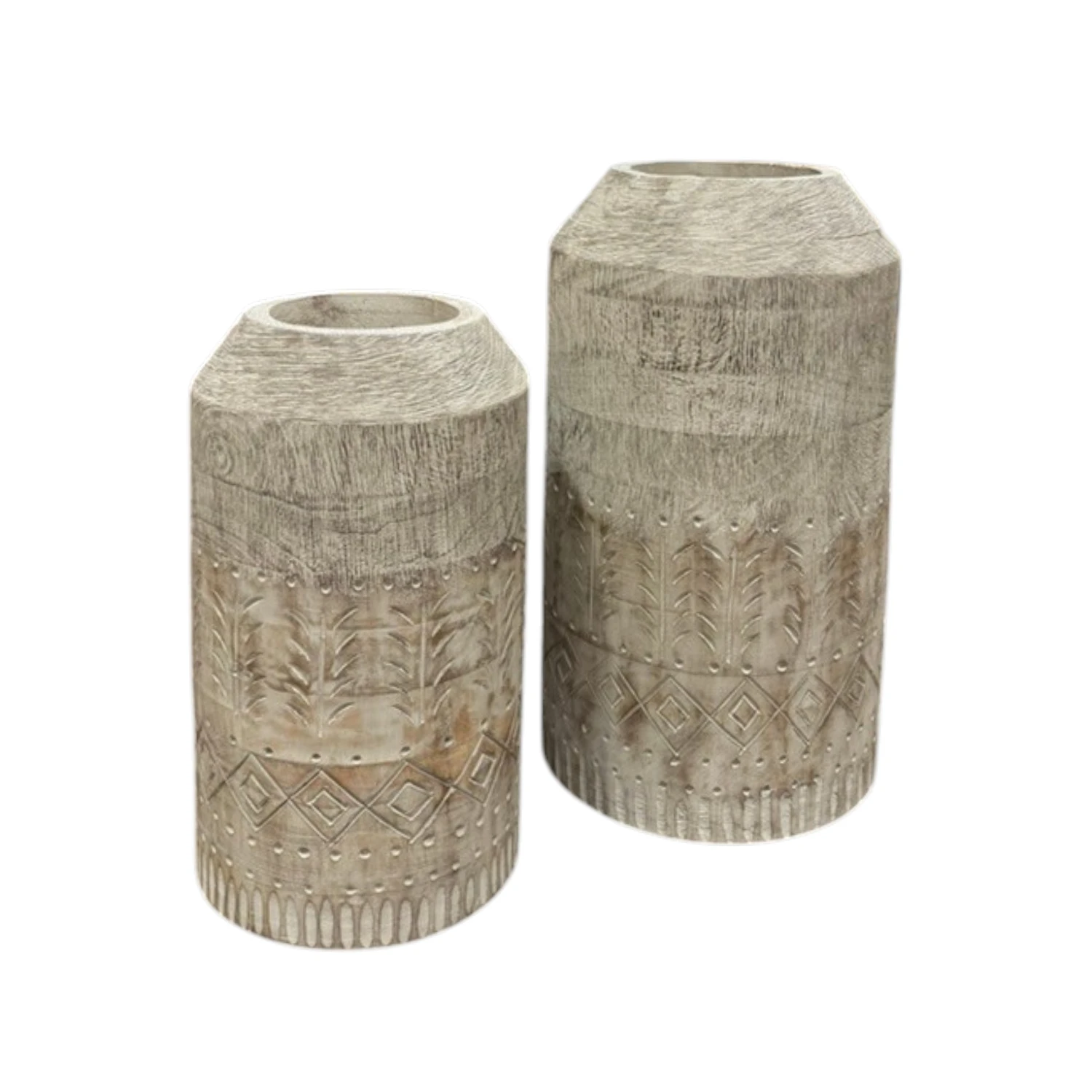 Sorrento Carved Timber Decor Vase