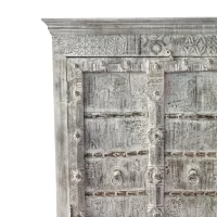 SR-0024 Indian Carved Timber Cabinet Rustic Washed White IMG2