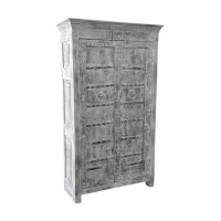 SR-0024 Indian Carved Timber Cabinet Rustic Washed White IMG3