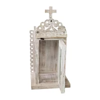 SR-0040 Temple Lantern Indian Carved White Washed IMG1