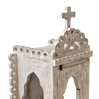 SR-0040 Temple Lantern Indian Carved White Washed IMG2