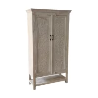 SR-022 Carved Indian Arch Cabinet White Washed IMG4