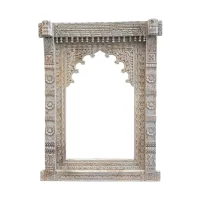 SR-10859B Indian Carved Natural Grey Washed Timber Frame Panel IMG1