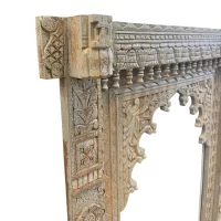 SR-10859B Indian Carved Natural Grey Washed Timber Frame Panel IMG4