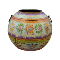 SR-12103-M DIWALI BLUE PAINTED IRON ROUND URN IMG1