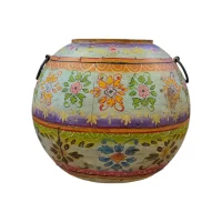 SR-12103-M DIWALI BLUE PAINTED IRON ROUND URN IMG2