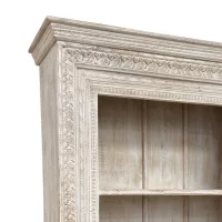 SR-13740 Carved Indian Timber White Wash Book Shelf IMG3