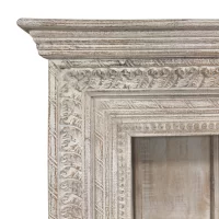 SR-13740 Carved Indian Timber White Wash Book Shelf IMG4
