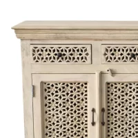SR-13855 Carved Indian Lattice Natural Timber Buffet Small IMG2