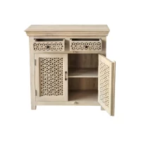 SR-13855 Carved Indian Lattice Natural Timber Buffet Small IMG3