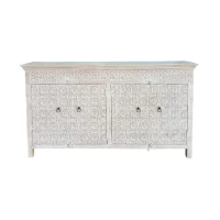 SR-13878.4D Rosetta Indian Carved Sideboard White Wash IMG1