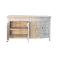 SR-13878.4D Rosetta Indian Carved Sideboard White Wash IMG3