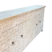 SR-13878.4D Rosetta Indian Carved Sideboard White Wash IMG5