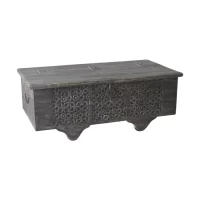 SR-13899 CARVED Indian TIMBER TRUNK BLACK WASH IMG1