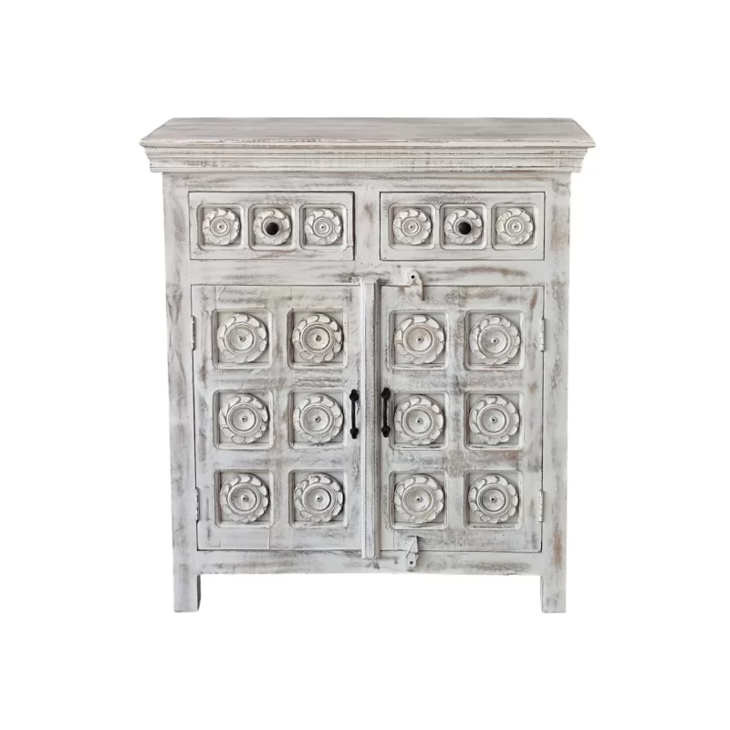 SR-611.2D Medallion Carved Small Buffet White Wash IMG1