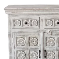 SR-611.2D Medallion Carved Small Buffet White Wash IMG2