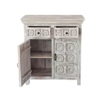 SR-611.2D Medallion Carved Small Buffet White Wash IMG4