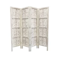 SR-6822 CARVED TIMBER FOLDING SCREEN 180 X 180 IMG1