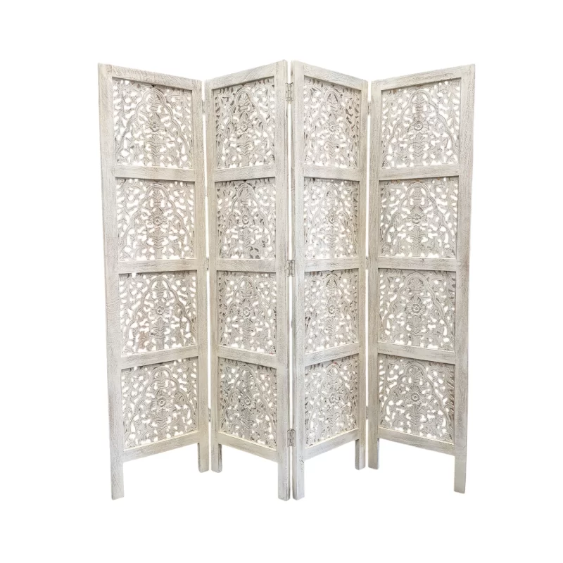SR-6822 CARVED TIMBER FOLDING SCREEN 180 X 180 IMG1