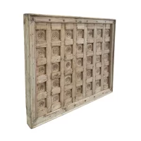 SR-7628 Indian Flower Carved Natural Timber Wall Panel IMG2