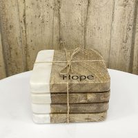 Shack coasters marble hope love live laugh set