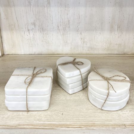 Marble Coasters set of 4 square heart round