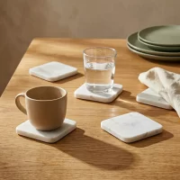 Square White Marble Coasters EDIT AI 1