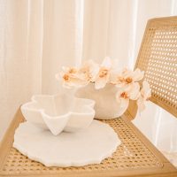 UGC @thewebbhouse_IMG2 Elena paper mache Petal marble bowl small Jora marble lotus platter Aria marble candle holder small
