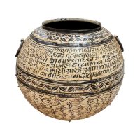 White Indian Painted Urn GIO1