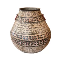 White Tall Indian Iron Urn 1