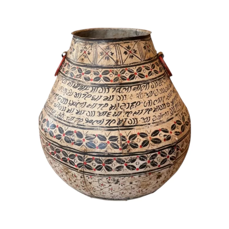 White Tall Indian Iron Urn 1