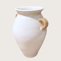 White Terracotta Pot Rattan Handle IMG2