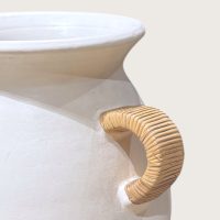 White Terracotta Pot Rattan Handle IMG3