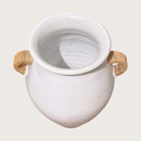 White Terracotta Pot Rattan Handle IMG4