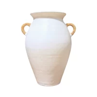 White Terracotta Pot Rattan Handles 2 IMG1