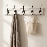 White Timber 5 Hook Coat Rack Edit AI1