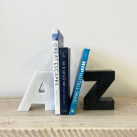 marble A-Z bookends books